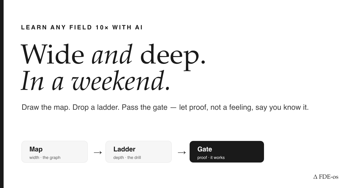 Map · Ladder · Gate — draw the territory, drop depth on demand, prove it works