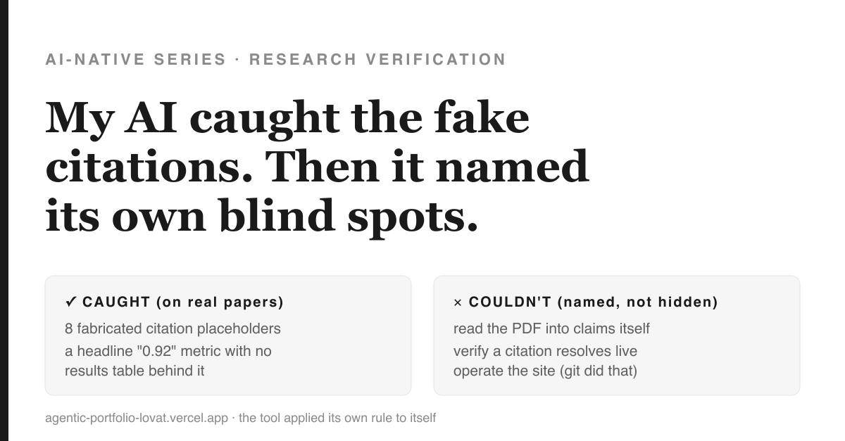 My AI caught the fake citations, then named its own blind spots — what it caught vs. what it couldn't
